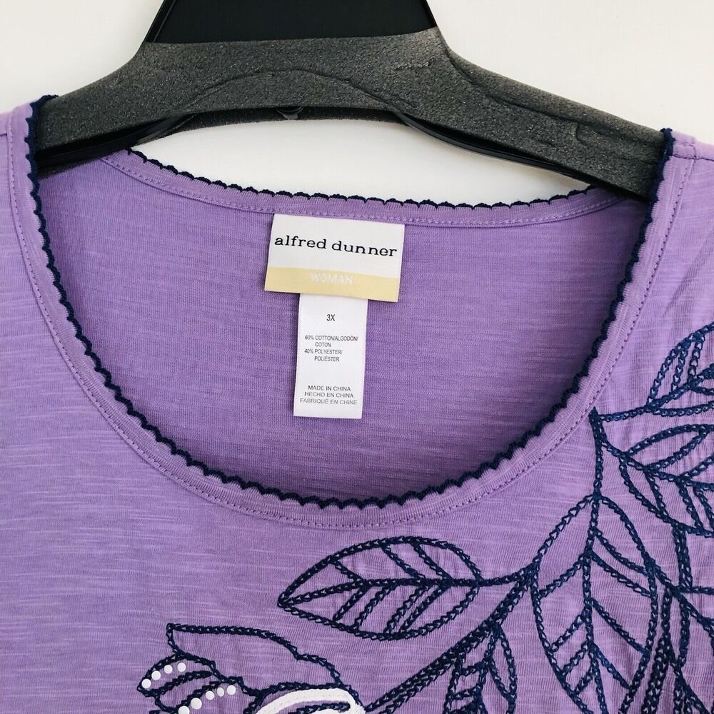ALFRED DUNNER WOMEN'S TOPS PULLOVER SIZE 3X LAVANDA FLORAL EMBROIDERED PS2103 - Picture 6 of 8